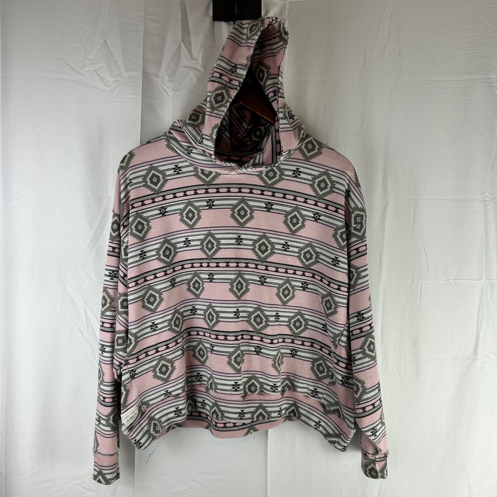 Simply Southern Pink‎ Aztec Geometric Pattern Hoodie Sweatshirt Women's XL Crop?